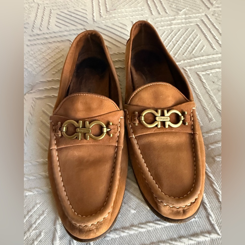 Salvatore Ferragamo Brown Loafers with Gold Accent